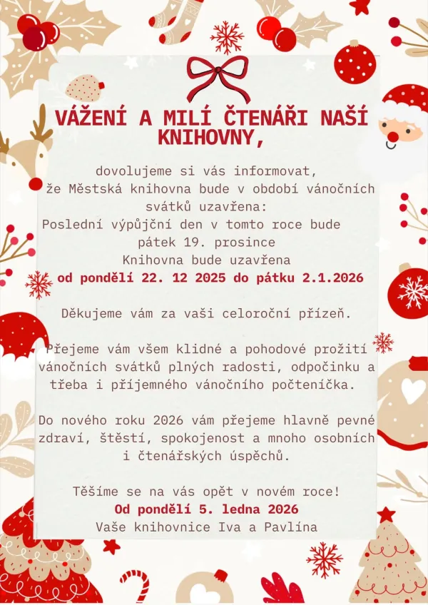 Plakát – Otevírací doba přes Vánoce