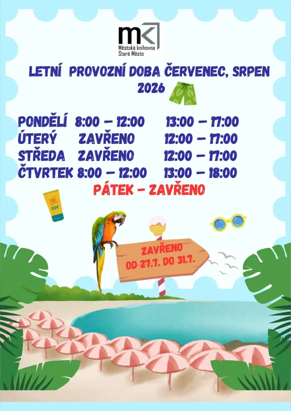 Plakát – Prázdninový provoz knihovny